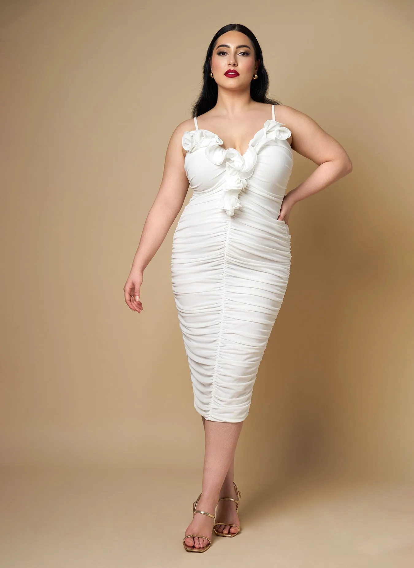 Orchid Mesh 3D Flower Midi Bodycon Dress sold by Rebdolls