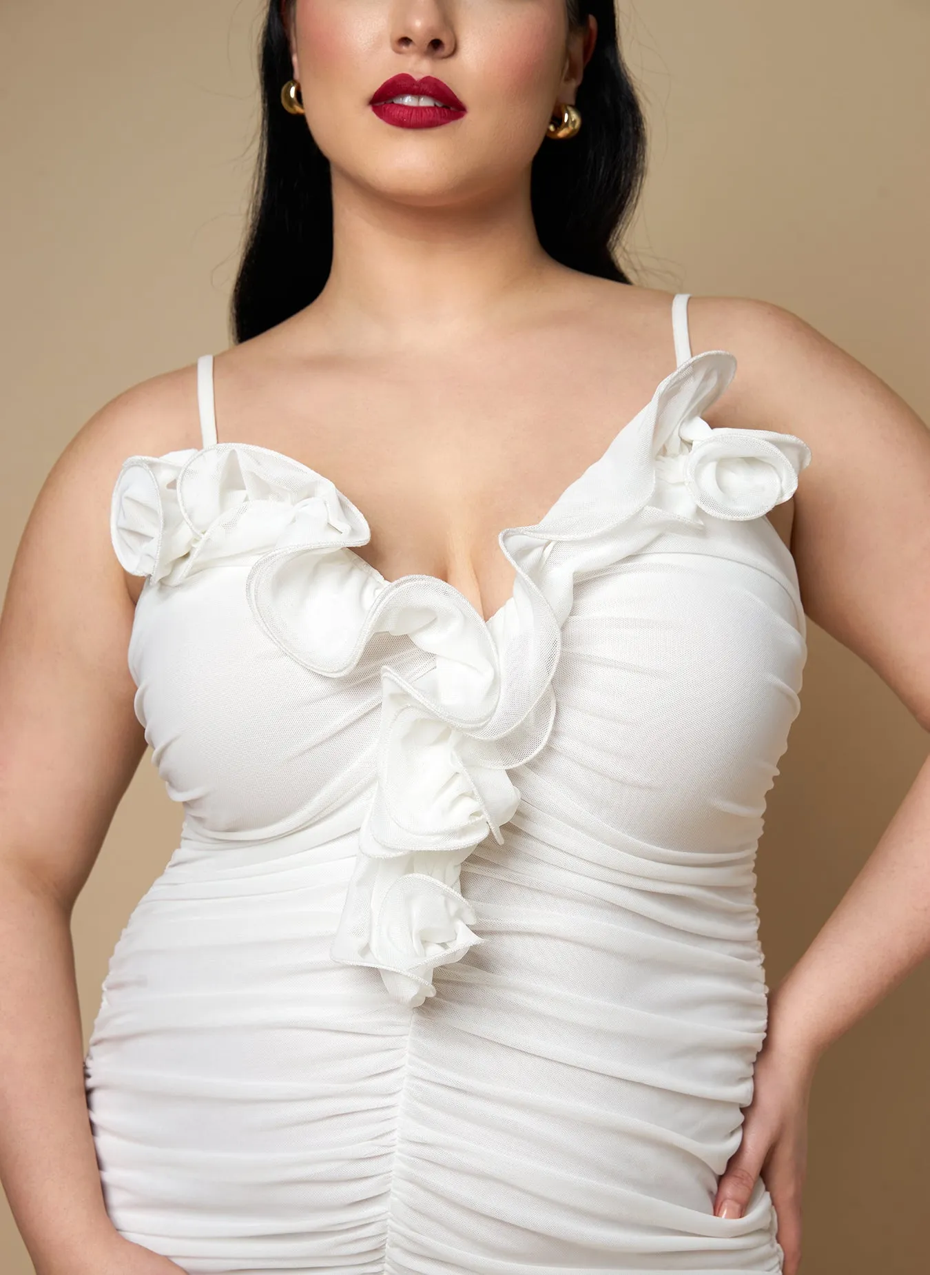 Orchid Mesh 3D Flower Midi Bodycon Dress sold by Rebdolls product image thumbnail 3