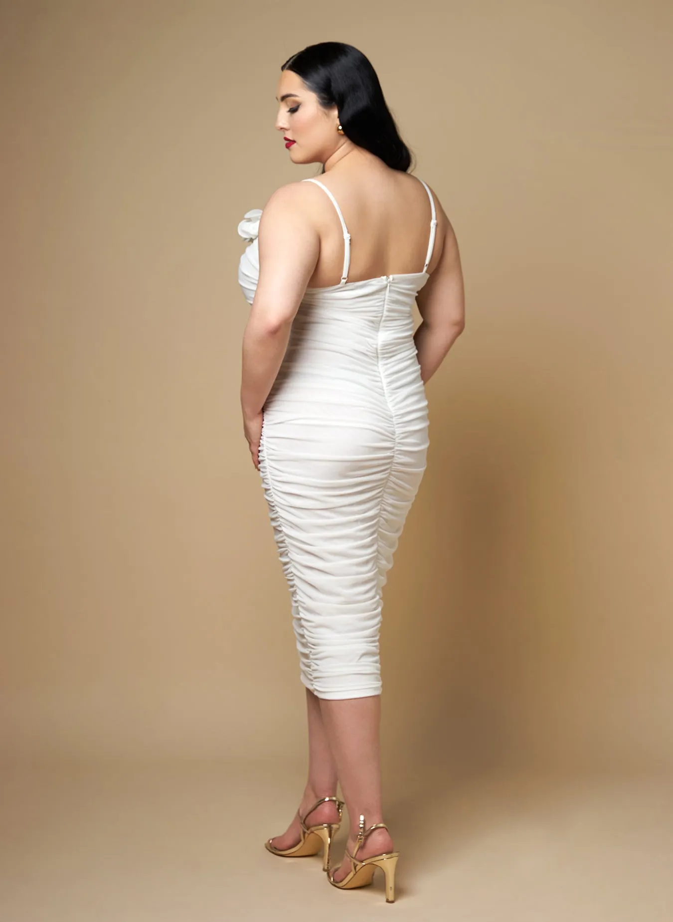 Orchid Mesh 3D Flower Midi Bodycon Dress sold by Rebdolls product image thumbnail 5