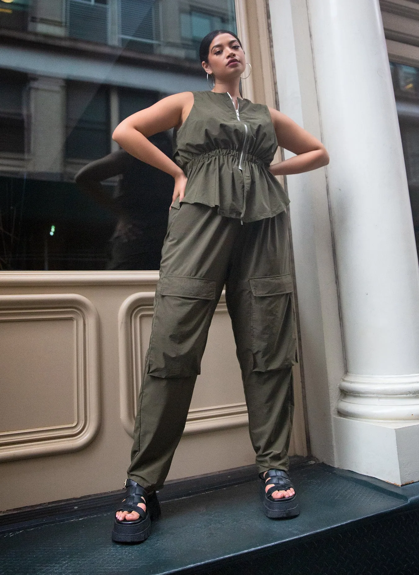 Dylann Nylon Cargo Joggers - Army Green sold by Rebdolls product image thumbnail 5