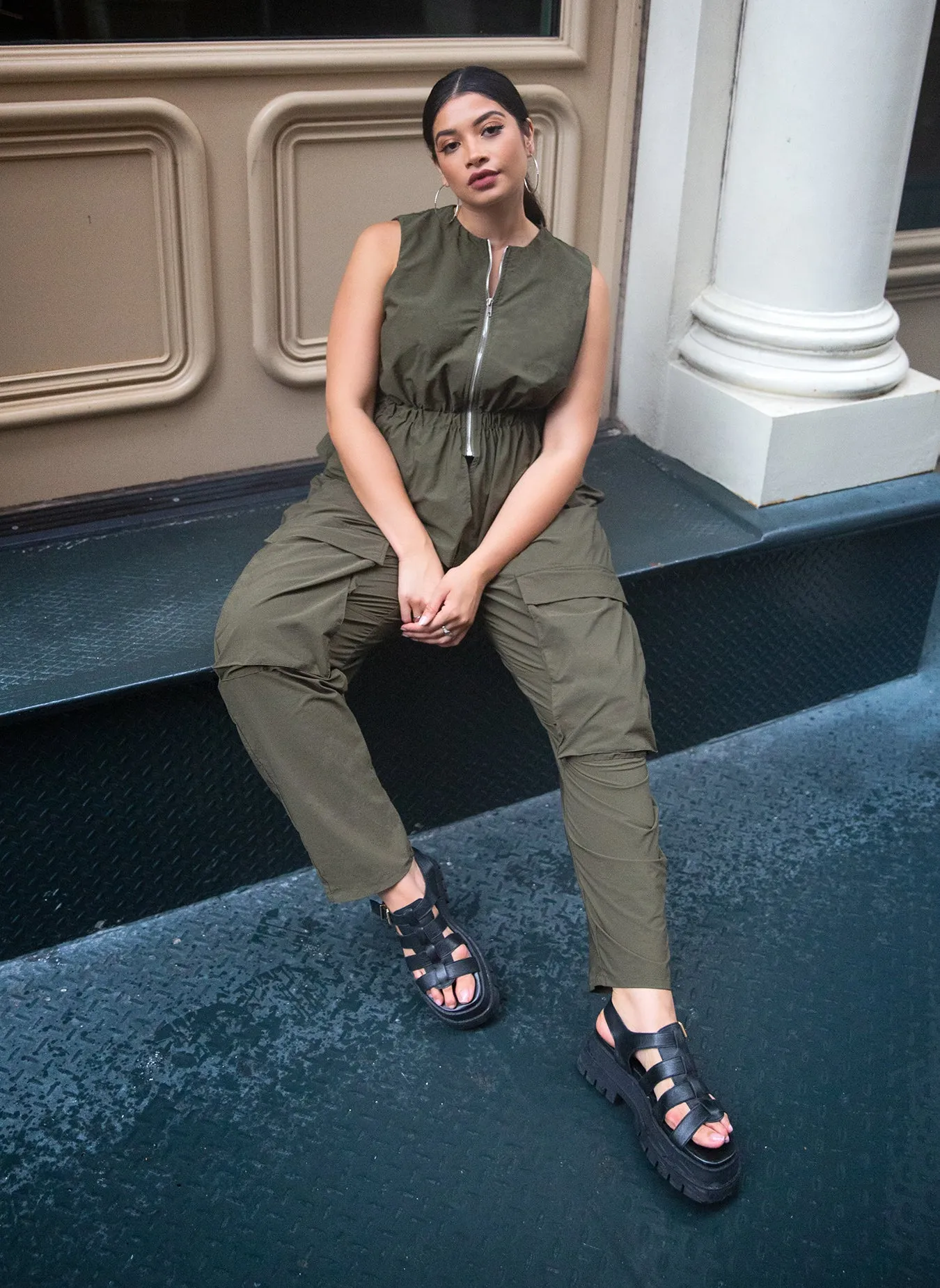 Dylann Nylon Cargo Joggers - Army Green sold by Rebdolls product image thumbnail 4