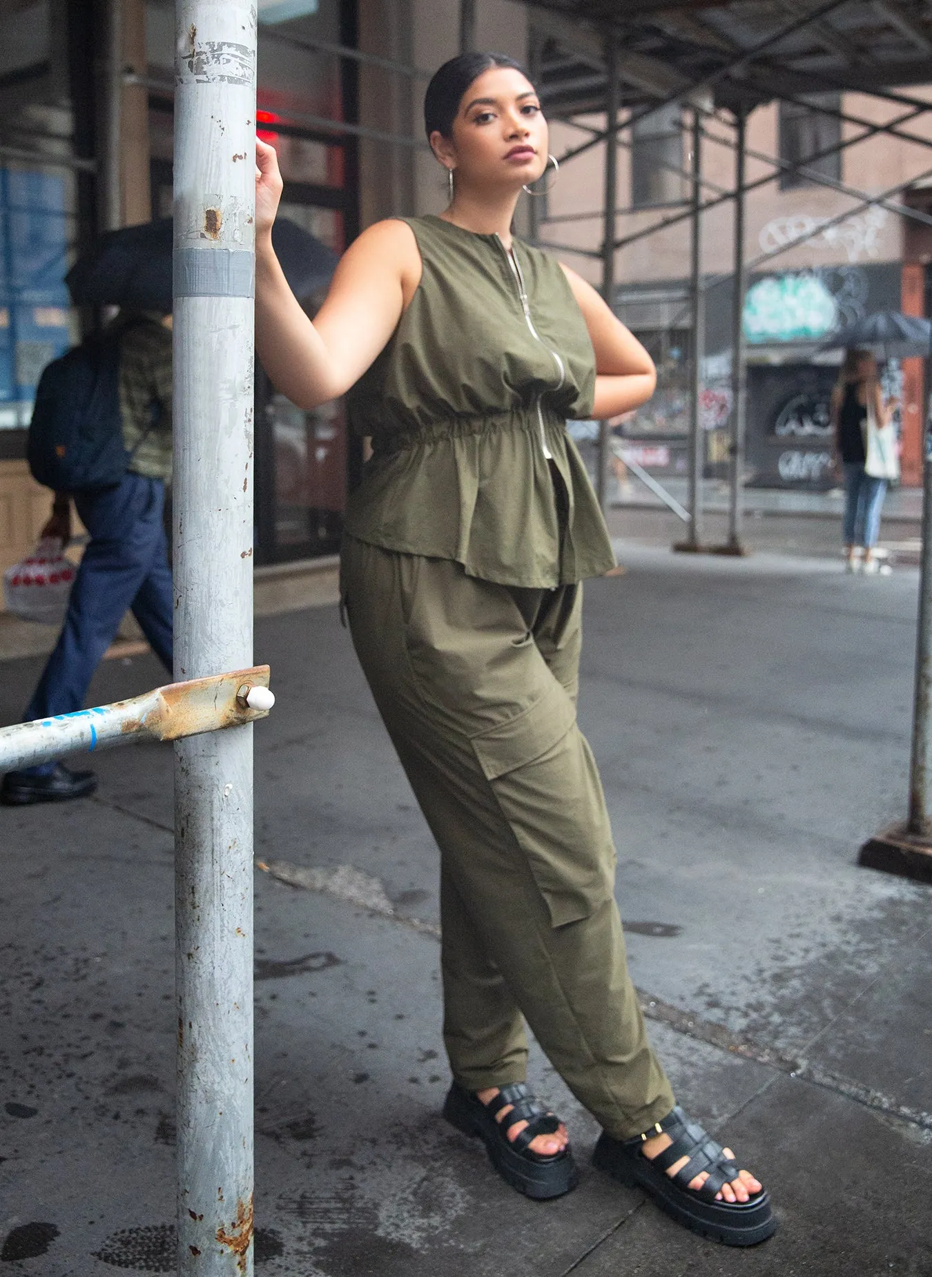 Dylann Nylon Cargo Joggers - Army Green sold by Rebdolls product image thumbnail 3