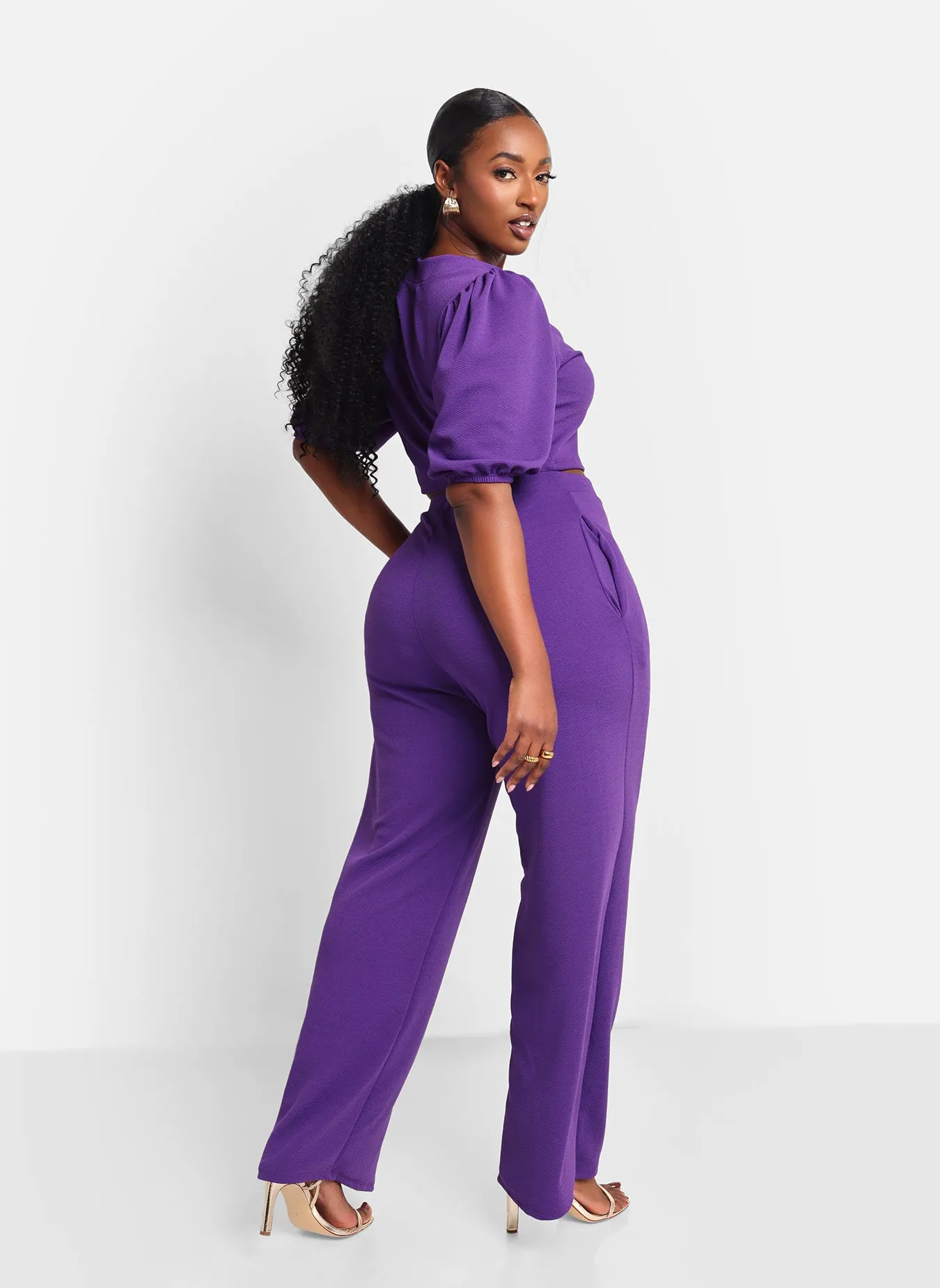 Viola Wide Leg Pant W. Pockets - Purple sold by Rebdolls product image thumbnail 4