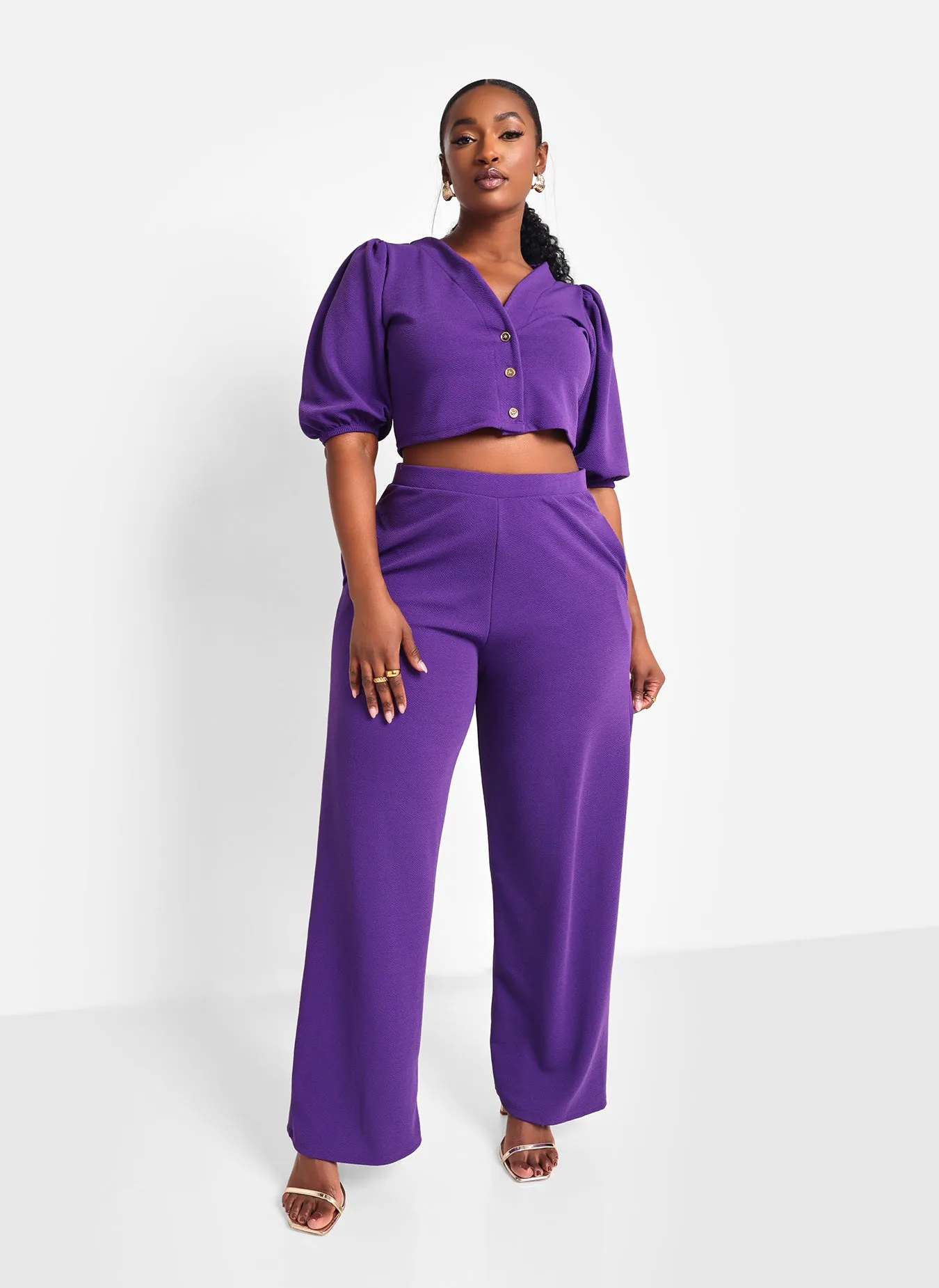 Viola Wide Leg Pant W. Pockets - Purple sold by Rebdolls product image thumbnail 2
