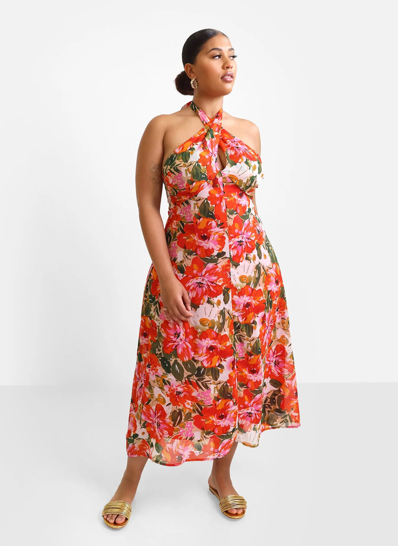 Giada Floral Halter Midi Slip Dress sold by Rebdolls product image thumbnail 2