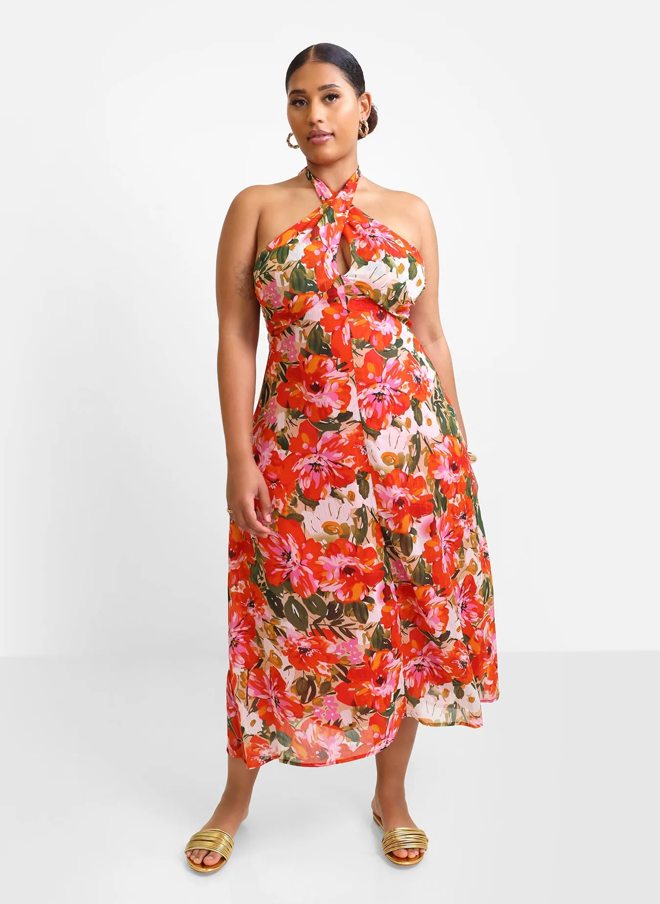 Giada Floral Halter Midi Slip Dress sold by Rebdolls product image thumbnail 4