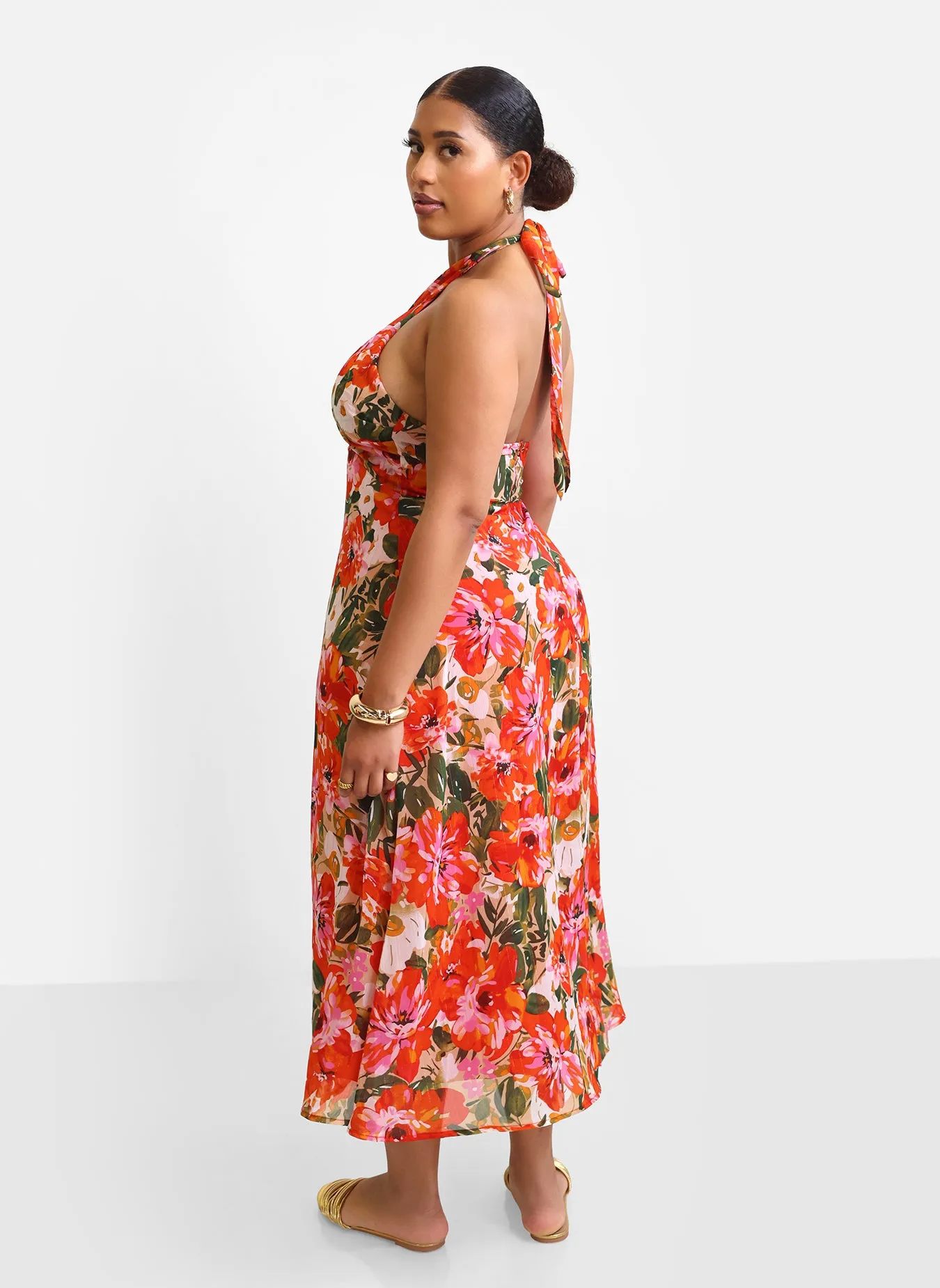 Giada Floral Halter Midi Slip Dress sold by Rebdolls product image thumbnail 5