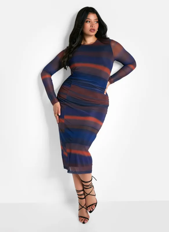 Hayden Tie Dye Mesh Midi Bodycon Dress sold by Rebdolls