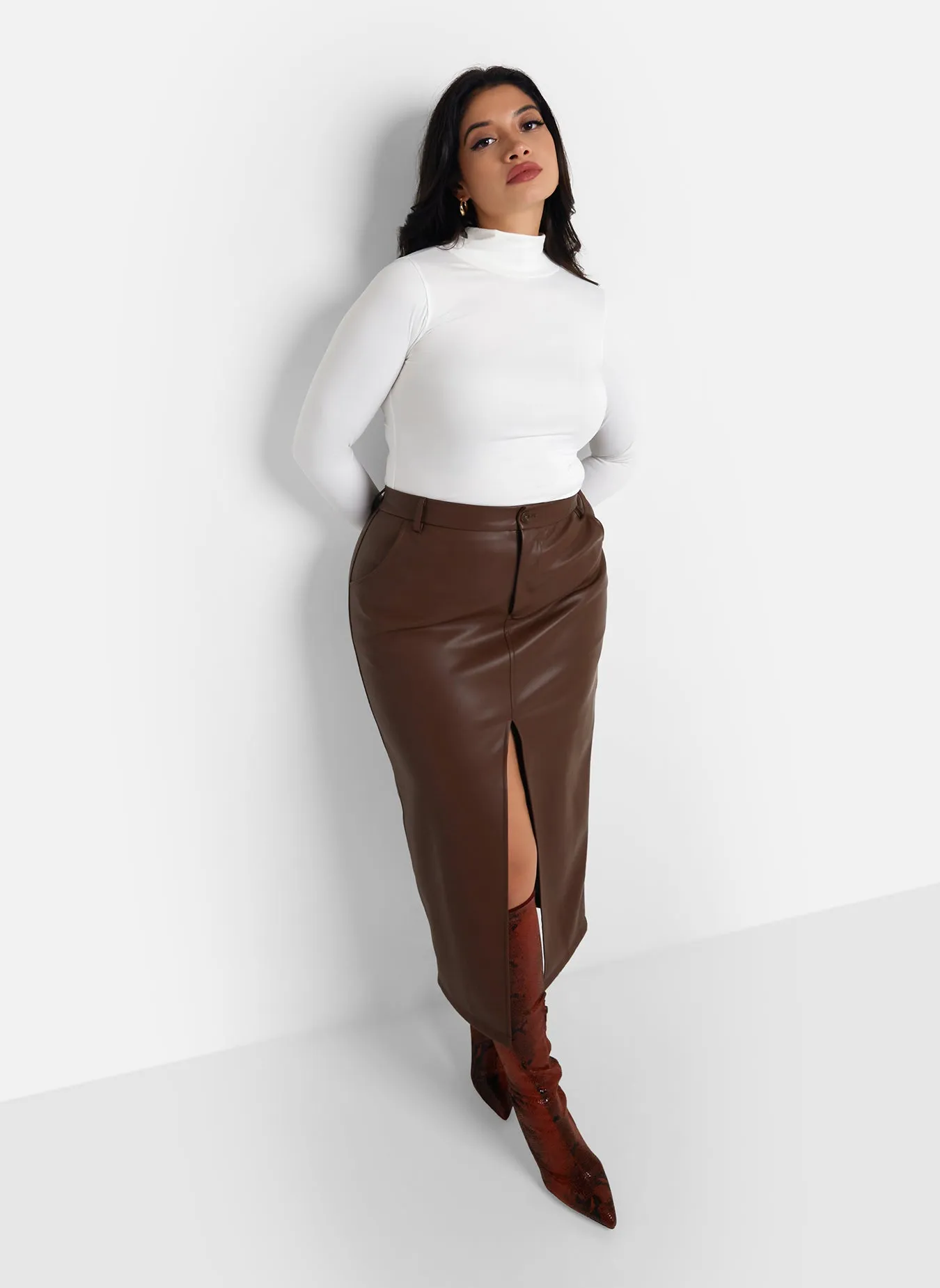 Essential Mock Neck Long Sleeve Top - White sold by Rebdolls product image thumbnail 5