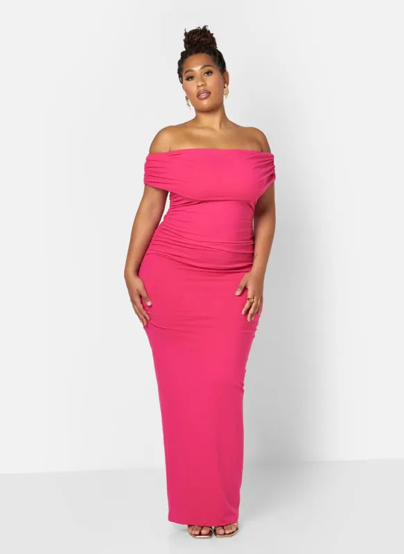 Analise Cotton Over The Shoulder Bodycon Maxi Dress sold by Rebdolls