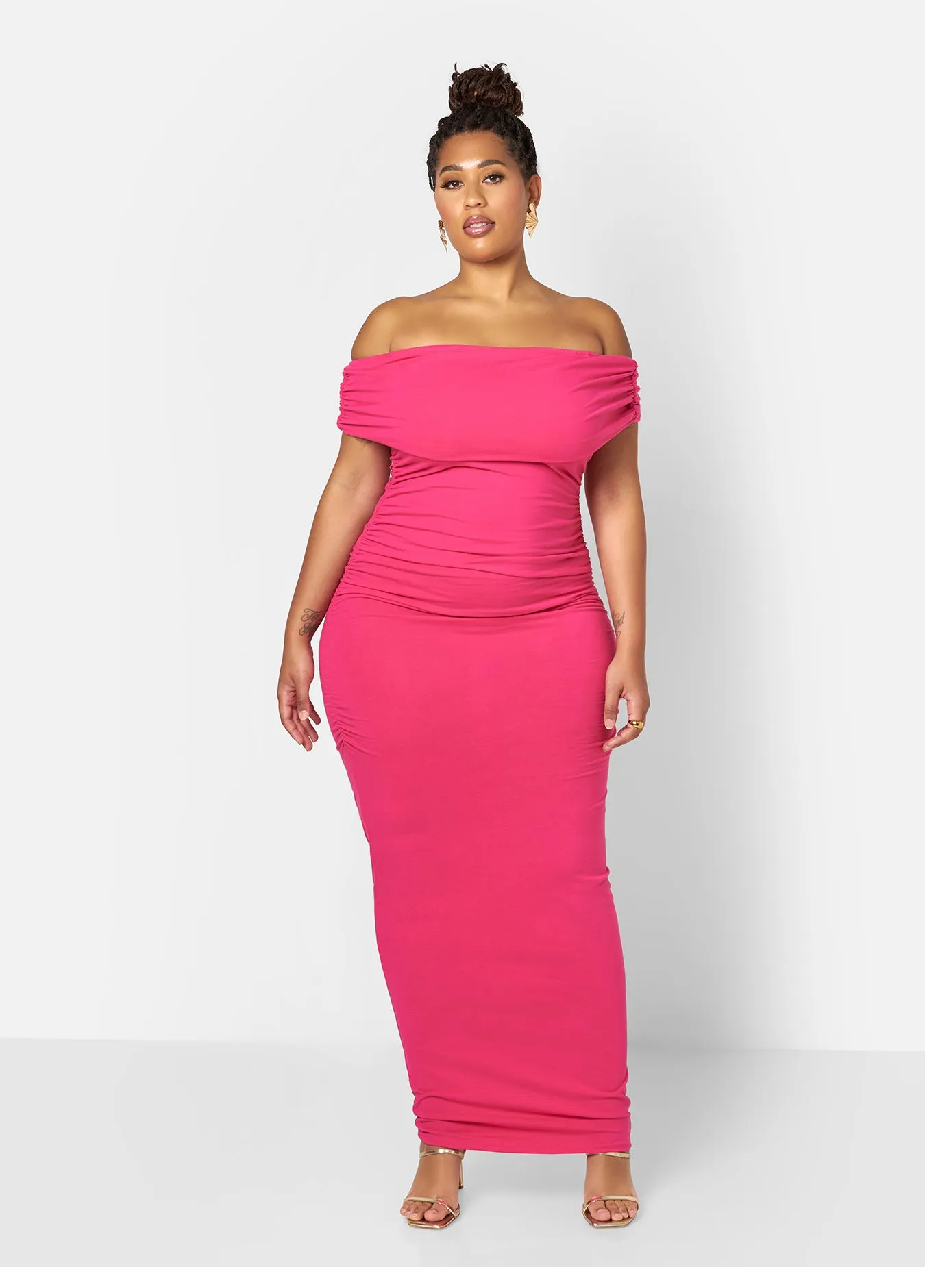 Analise Cotton Over The Shoulder Bodycon Maxi Dress sold by Rebdolls product image thumbnail 4