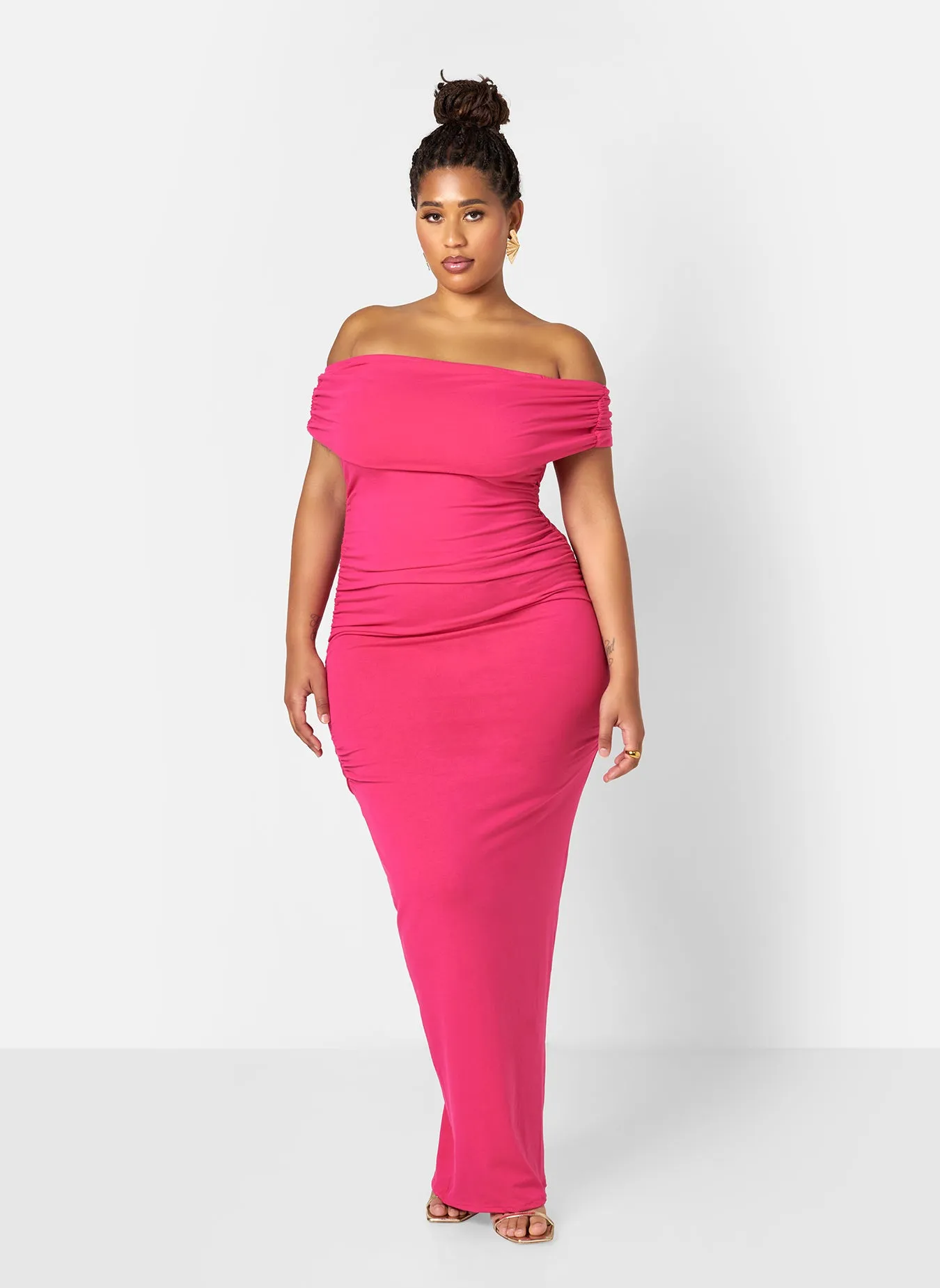 Analise Cotton Over The Shoulder Bodycon Maxi Dress sold by Rebdolls product image thumbnail 2