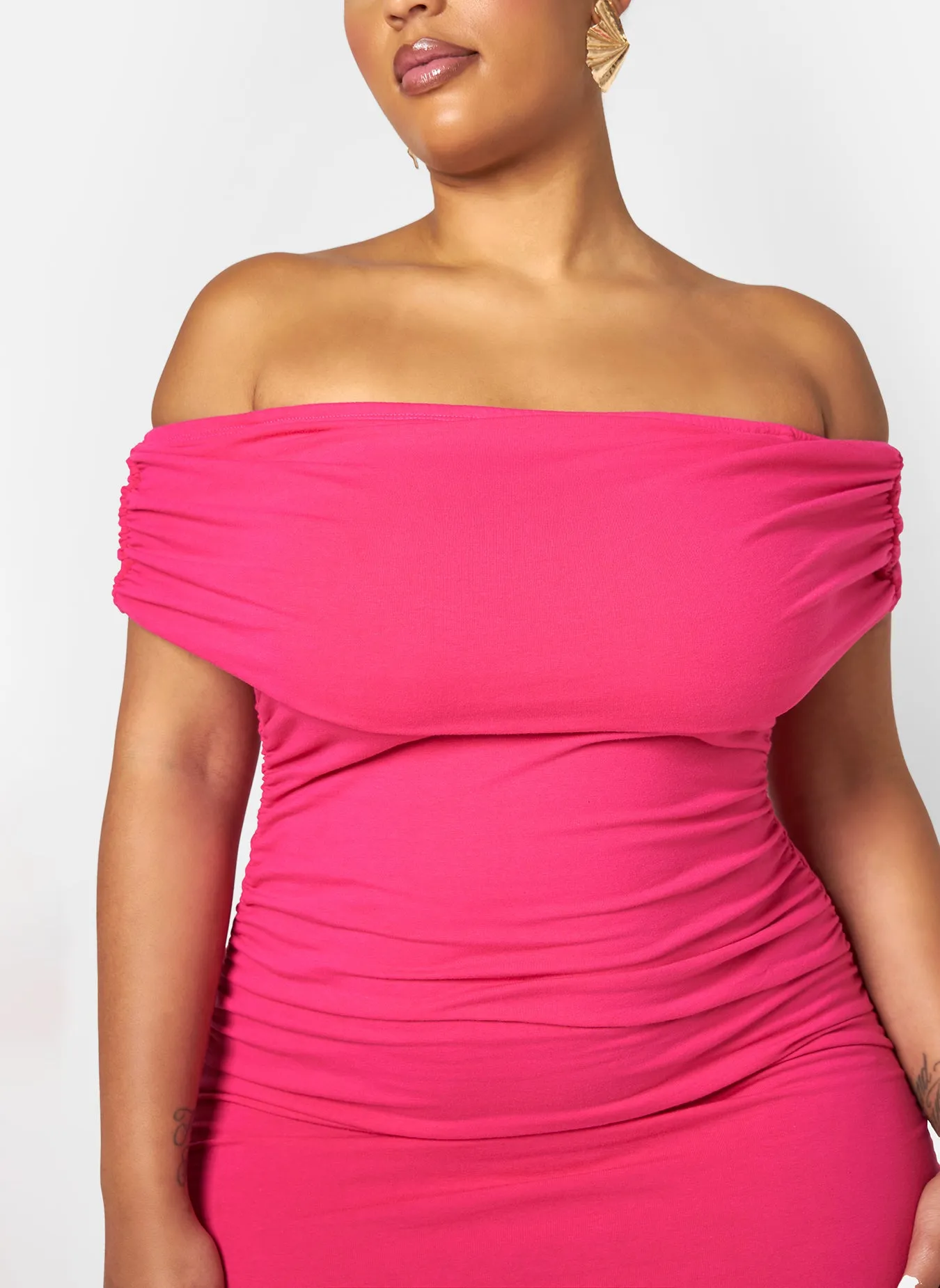 Analise Cotton Over The Shoulder Bodycon Maxi Dress sold by Rebdolls product image thumbnail 3