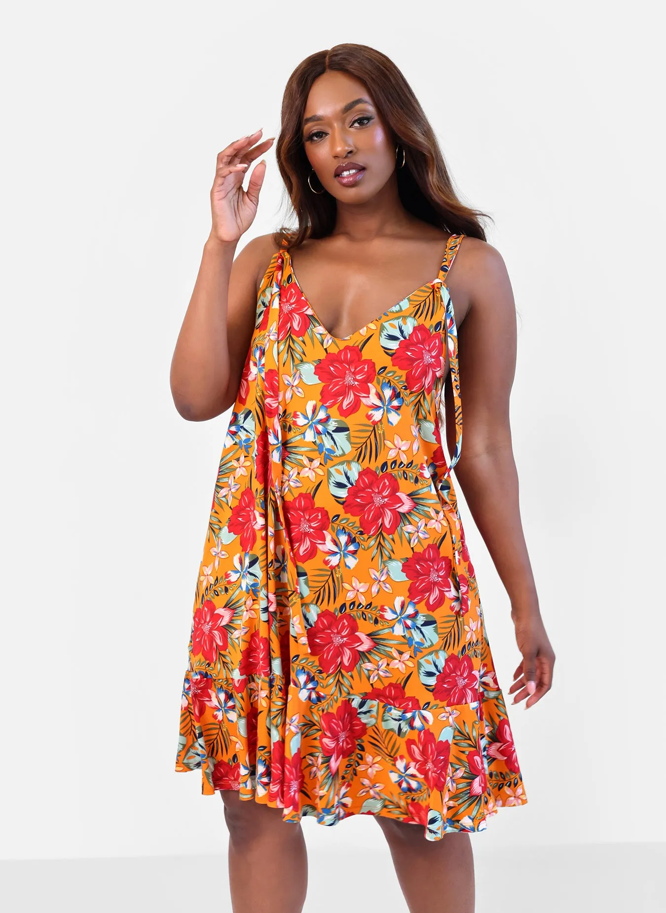 Island Dream Tropical Print Shift Mini Dress sold by Rebdolls product image thumbnail 3
