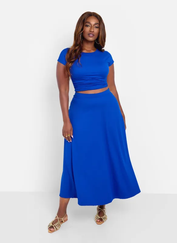 Essential Cotton A Line Midi Skirt - Blue sold by Rebdolls