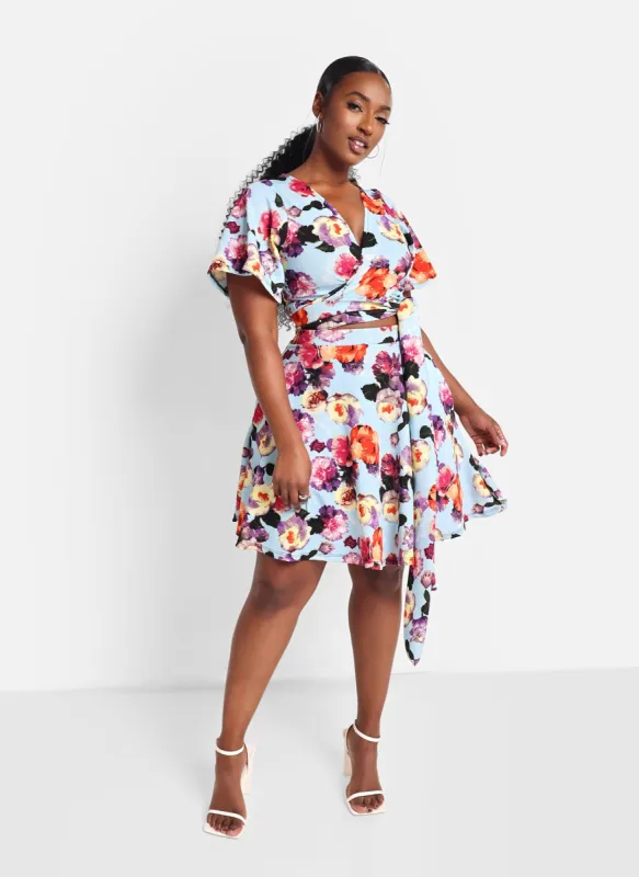 Misty Floral Mini Skater Skirt sold by Rebdolls