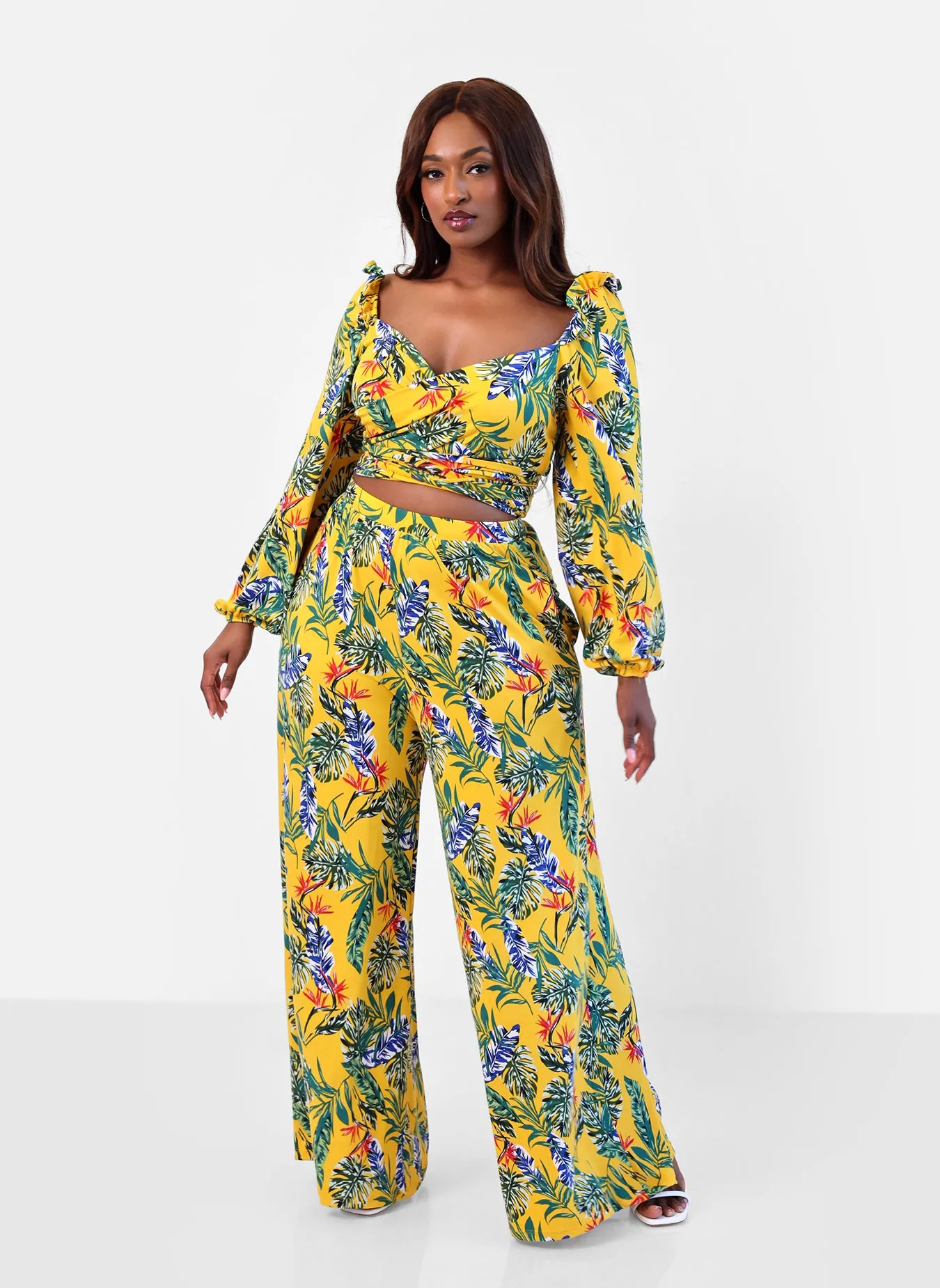 Destiny Tropical Print Wide Leg Pants w. Pockets sold by Rebdolls product image thumbnail 2