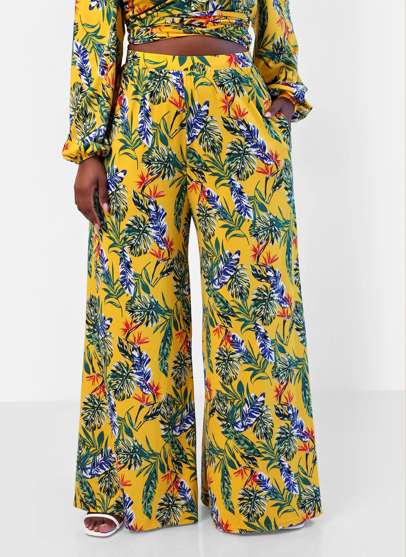 Destiny Tropical Print Wide Leg Pants w. Pockets sold by Rebdolls product image thumbnail 3
