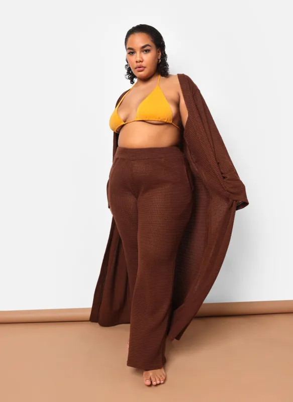 Genesis Knit Wide Leg Pant W. Pockets - Chocolate sold by Rebdolls