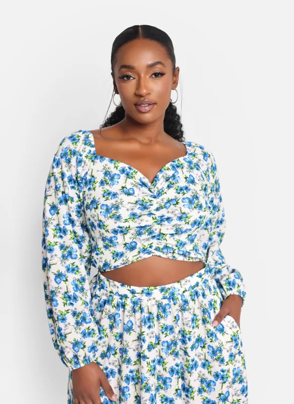 Clara Floral Peasant Crop Top sold by Rebdolls