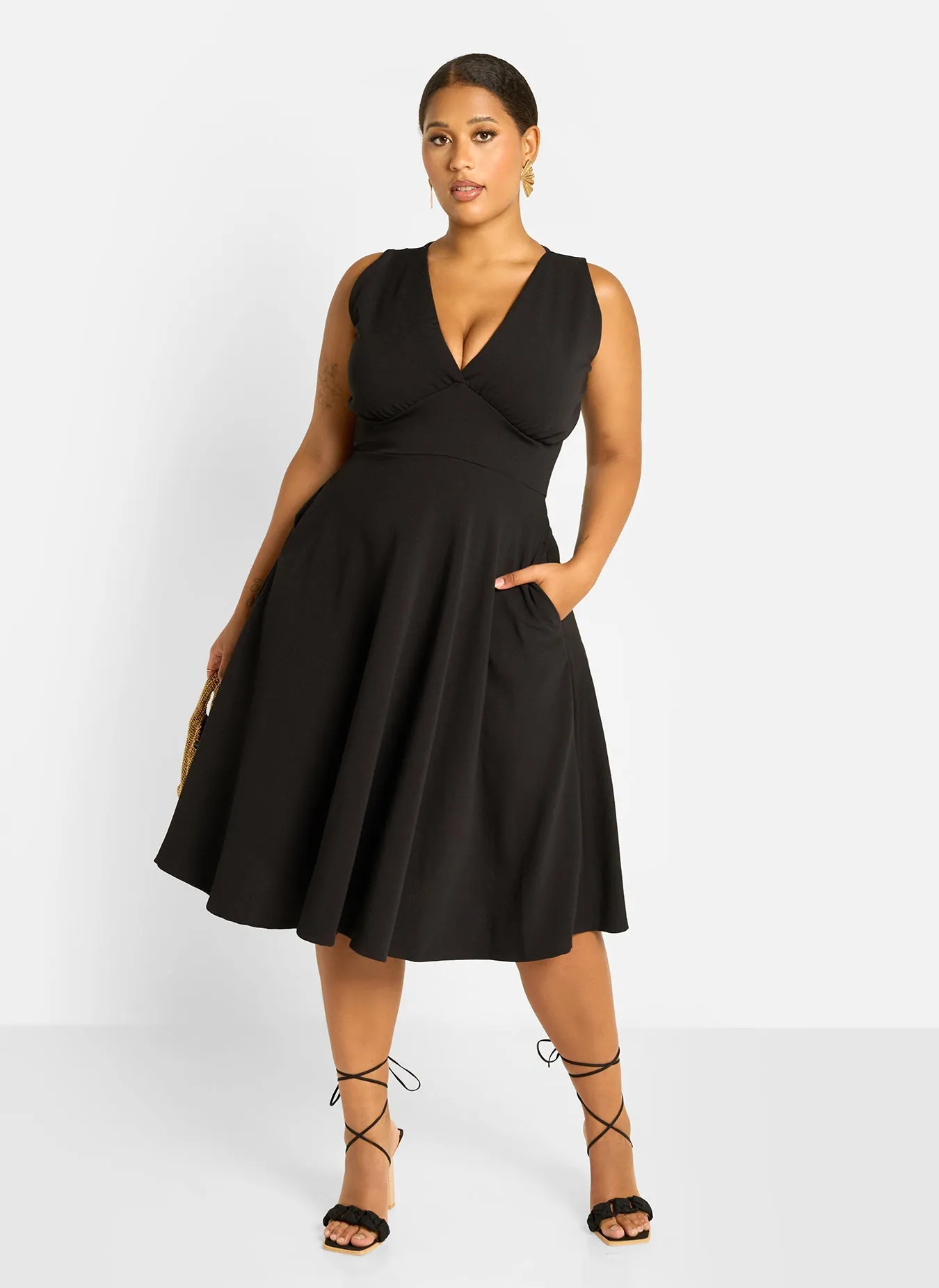 Kamelia Skater Midi Dress - Black sold by Rebdolls