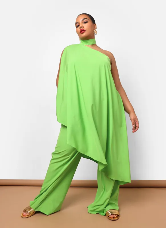 Sedona Halter Asymmetrical Longline Top - Neon Green sold by Rebdolls