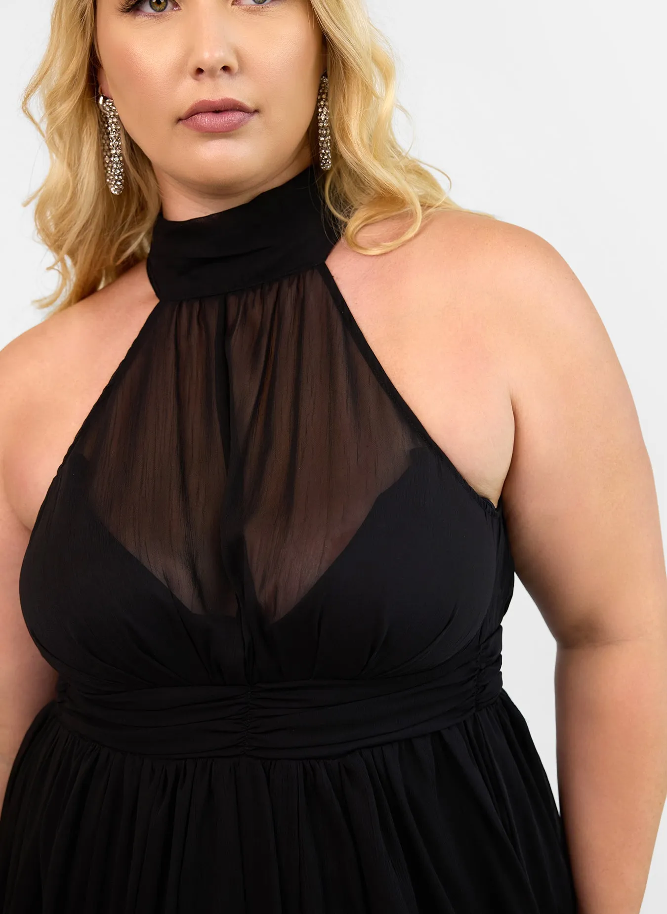 Elise Chiffon Halter Maxi A Line Dress W. Slit sold by Rebdolls product image thumbnail 3