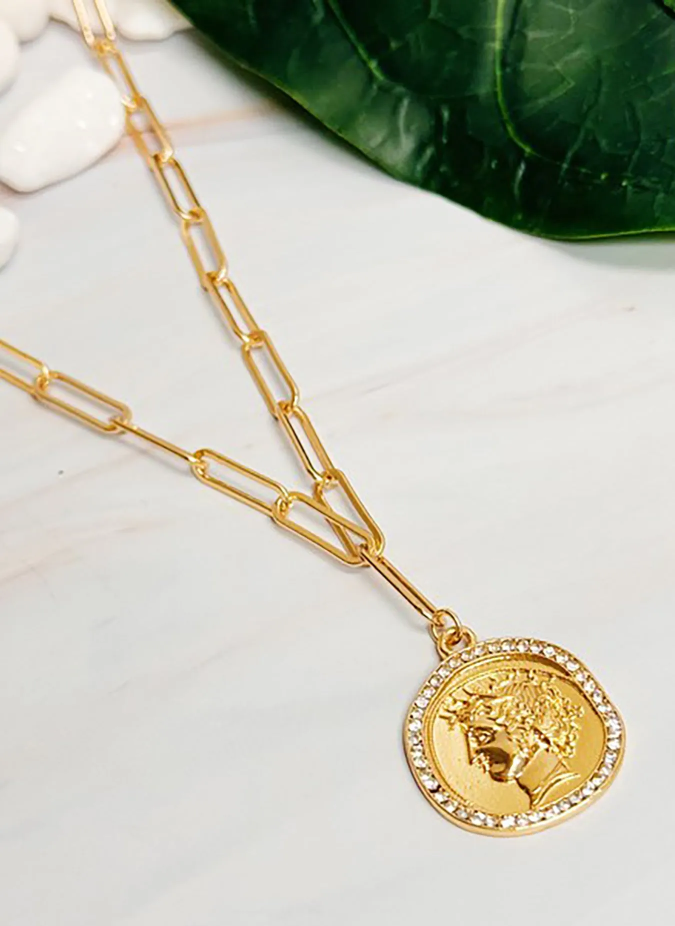 Glam Edge Coin Link Chain Necklace sold by Rebdolls product image thumbnail 4