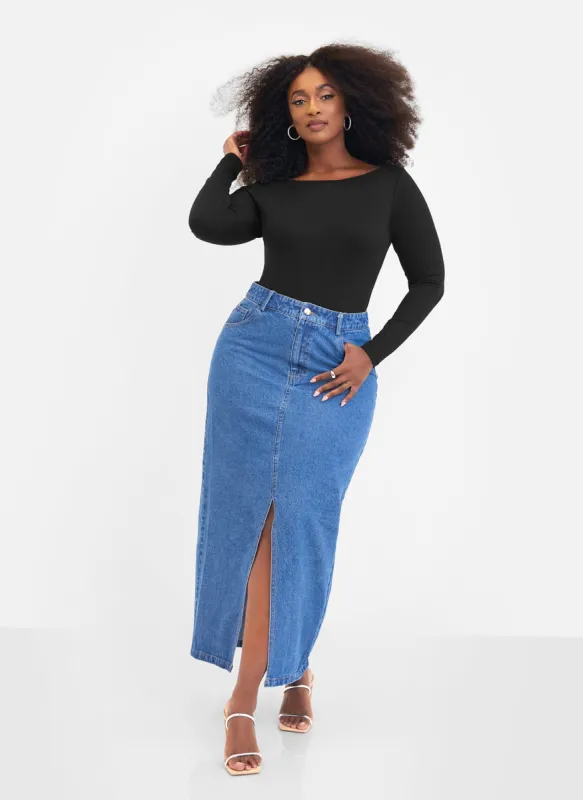 Meadow Denim Maxi Skirt sold by Rebdolls