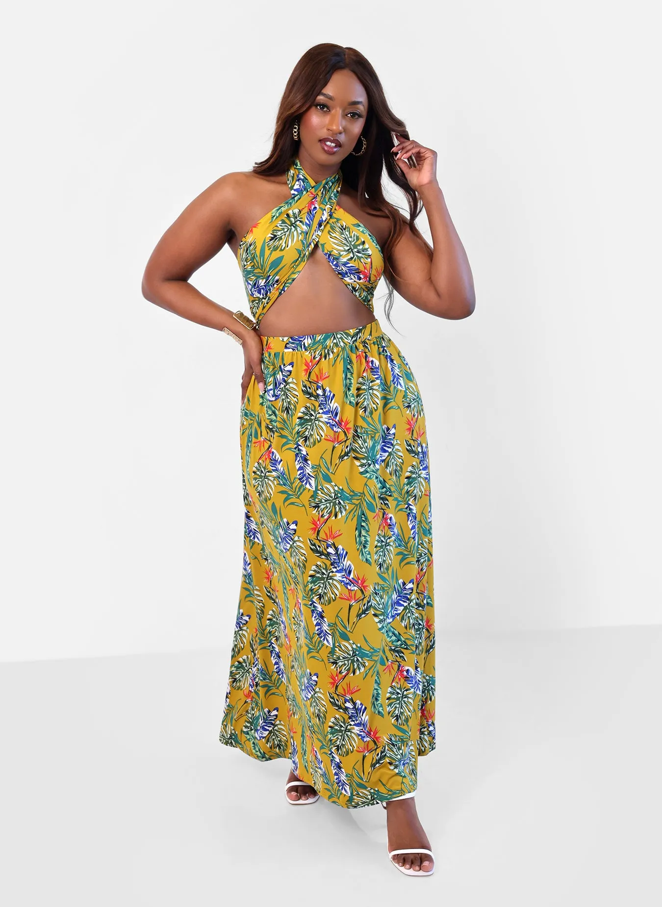 Bon Voyage Tropical Print Cross Over Top sold by Rebdolls product image thumbnail 4