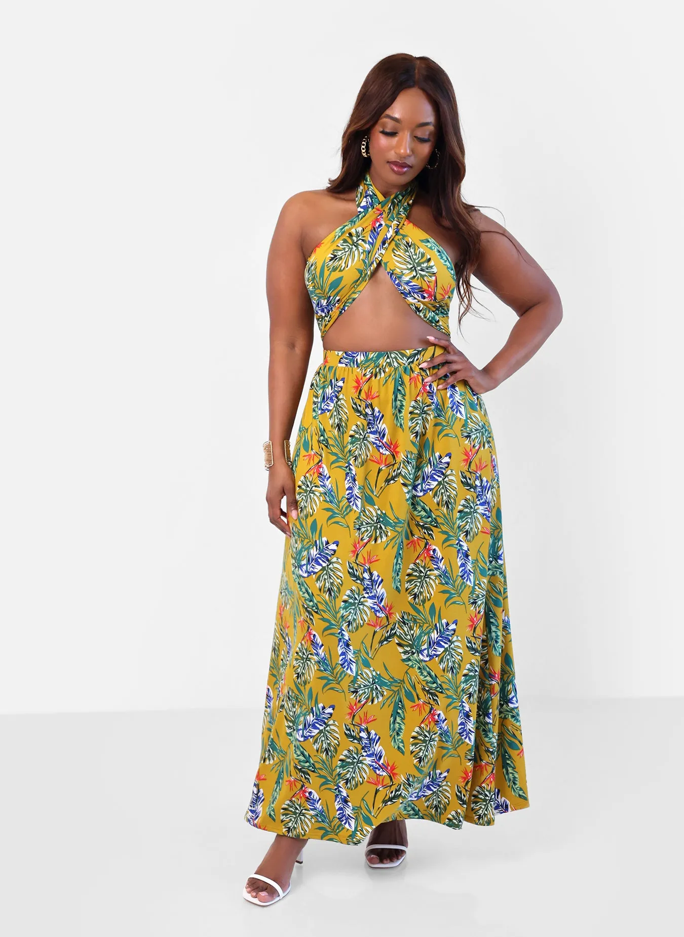 Bon Voyage Tropical Print Cross Over Top sold by Rebdolls product image thumbnail 2