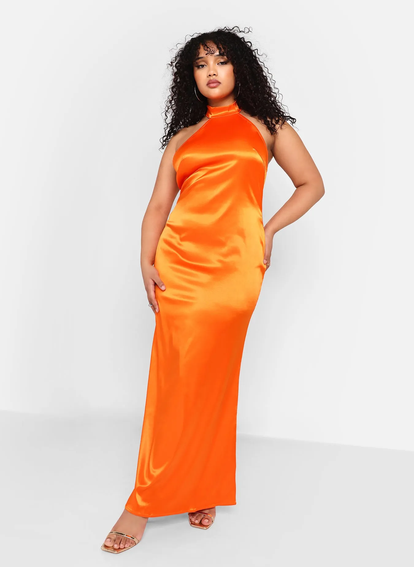 Jolene Satin Halter Maxi Bodycon Dress sold by Rebdolls product image thumbnail 2
