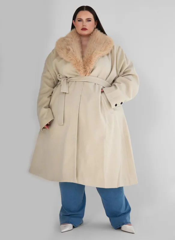 Nikita Fur Collar Tie Belt Coat sold by Rebdolls