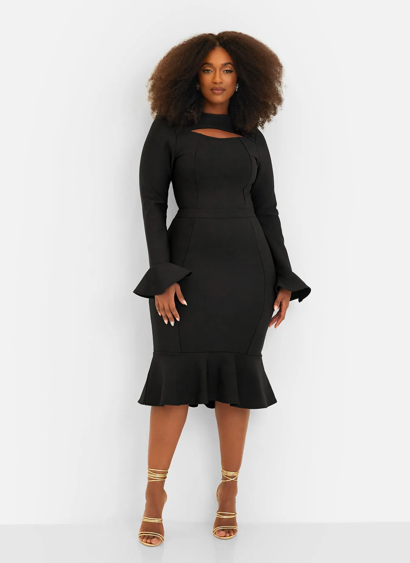 Amie Bandage Bell Sleeve Midi Bodycon Dress - Black sold by Rebdolls product image thumbnail 4
