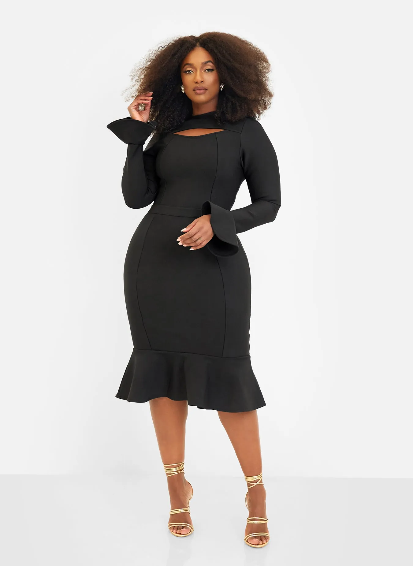 Amie Bandage Bell Sleeve Midi Bodycon Dress - Black sold by Rebdolls product image thumbnail 2