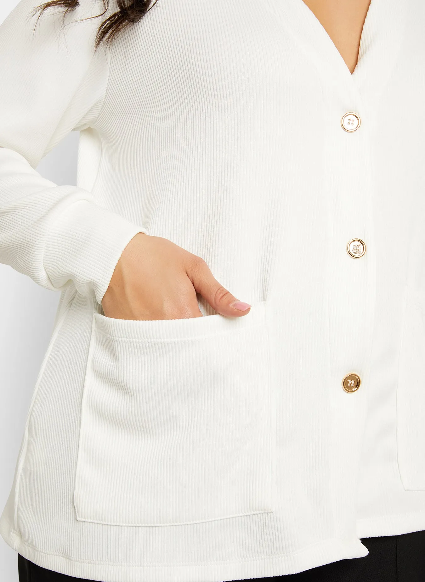 Christina Ribbed Oversized Button Front Sweater - White sold by Rebdolls product image thumbnail 4