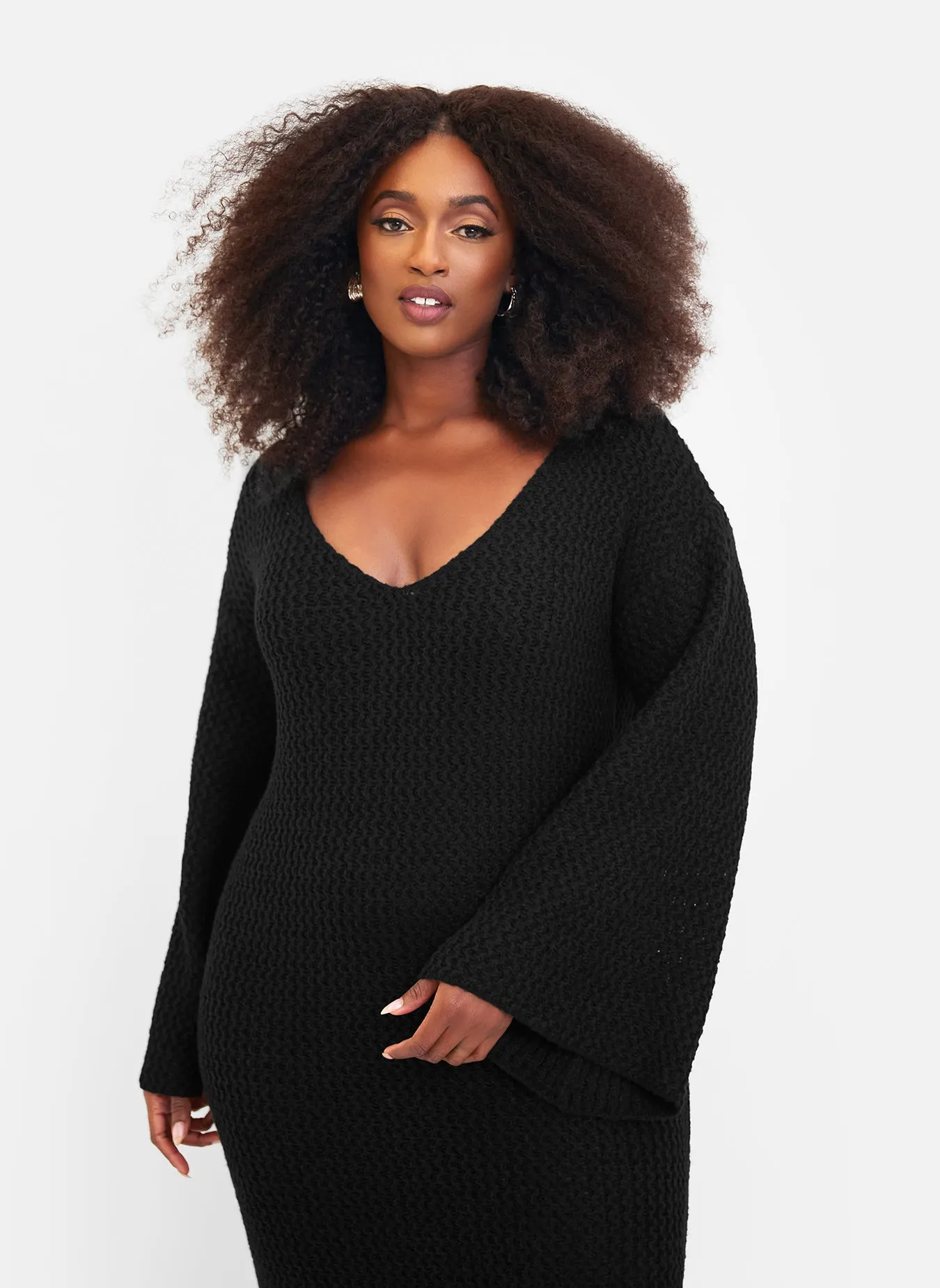 Galina Knit Off Shoulder Maxi Oversized Dress - Black sold by Rebdolls product image thumbnail 3