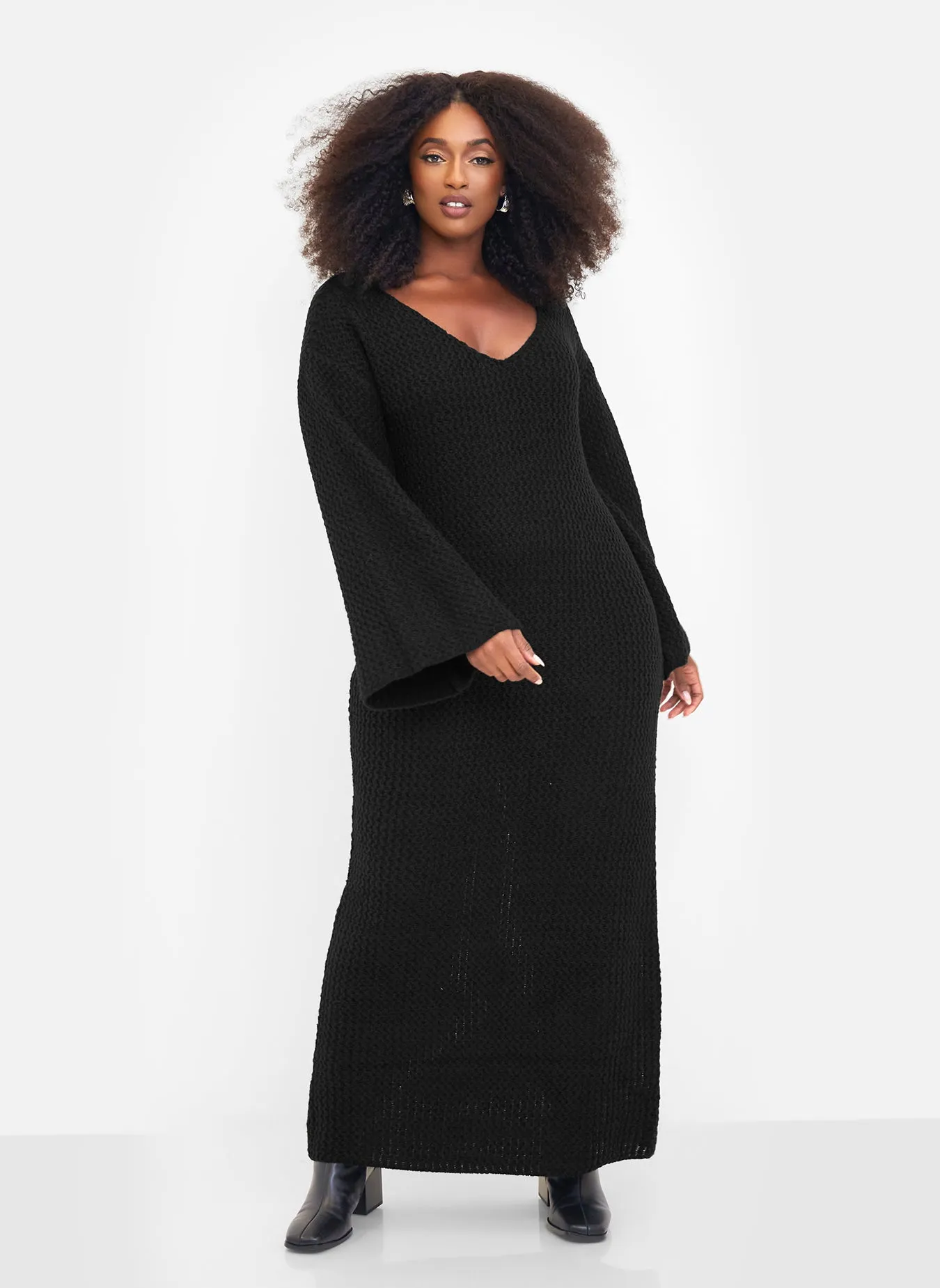 Galina Knit Off Shoulder Maxi Oversized Dress - Black sold by Rebdolls product image thumbnail 4