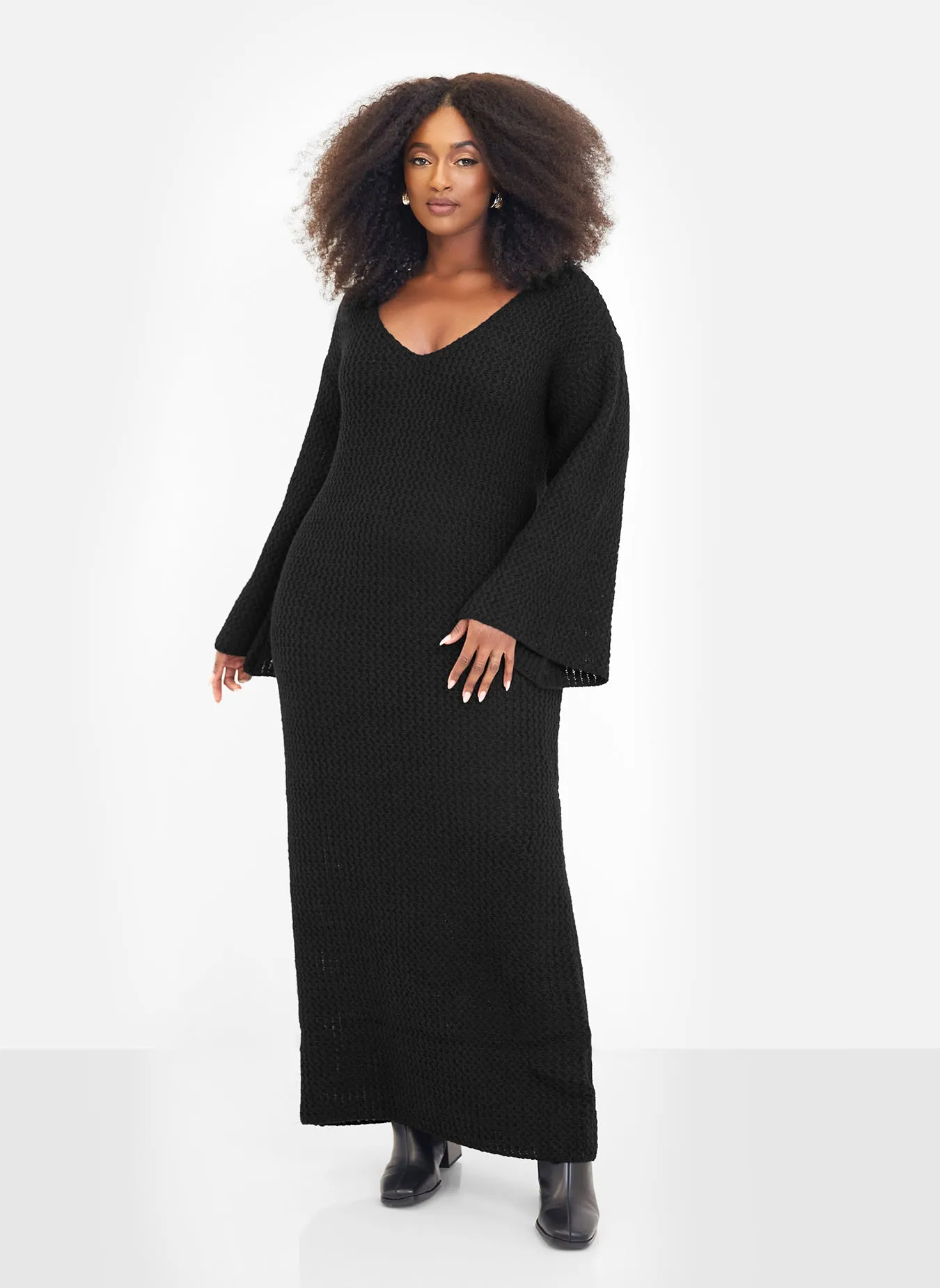 Galina Knit Off Shoulder Maxi Oversized Dress - Black sold by Rebdolls product image thumbnail 2