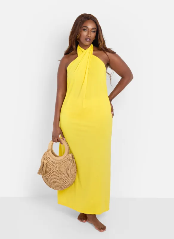Beach Stroll Halter Slip Maxi Dress - Yellow sold by Rebdolls