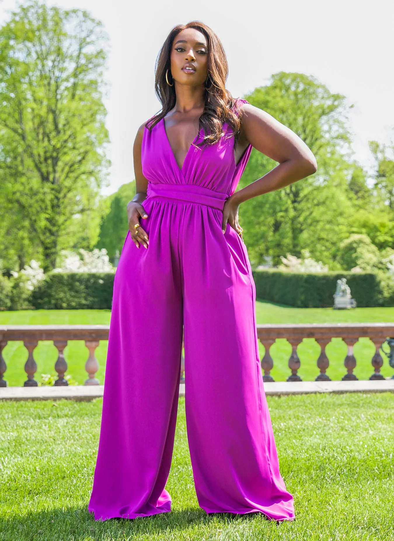 Lucinda V Neck Wide Leg Jumpsuit sold by Rebdolls product image thumbnail 4