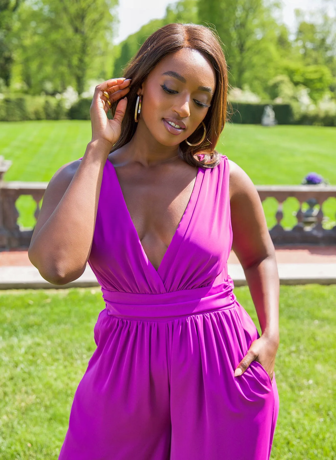 Lucinda V Neck Wide Leg Jumpsuit sold by Rebdolls product image thumbnail 2