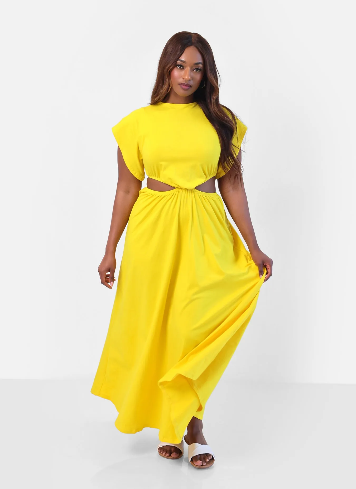 Desires Cut Out Maxi A Line Dress - Yellow sold by Rebdolls