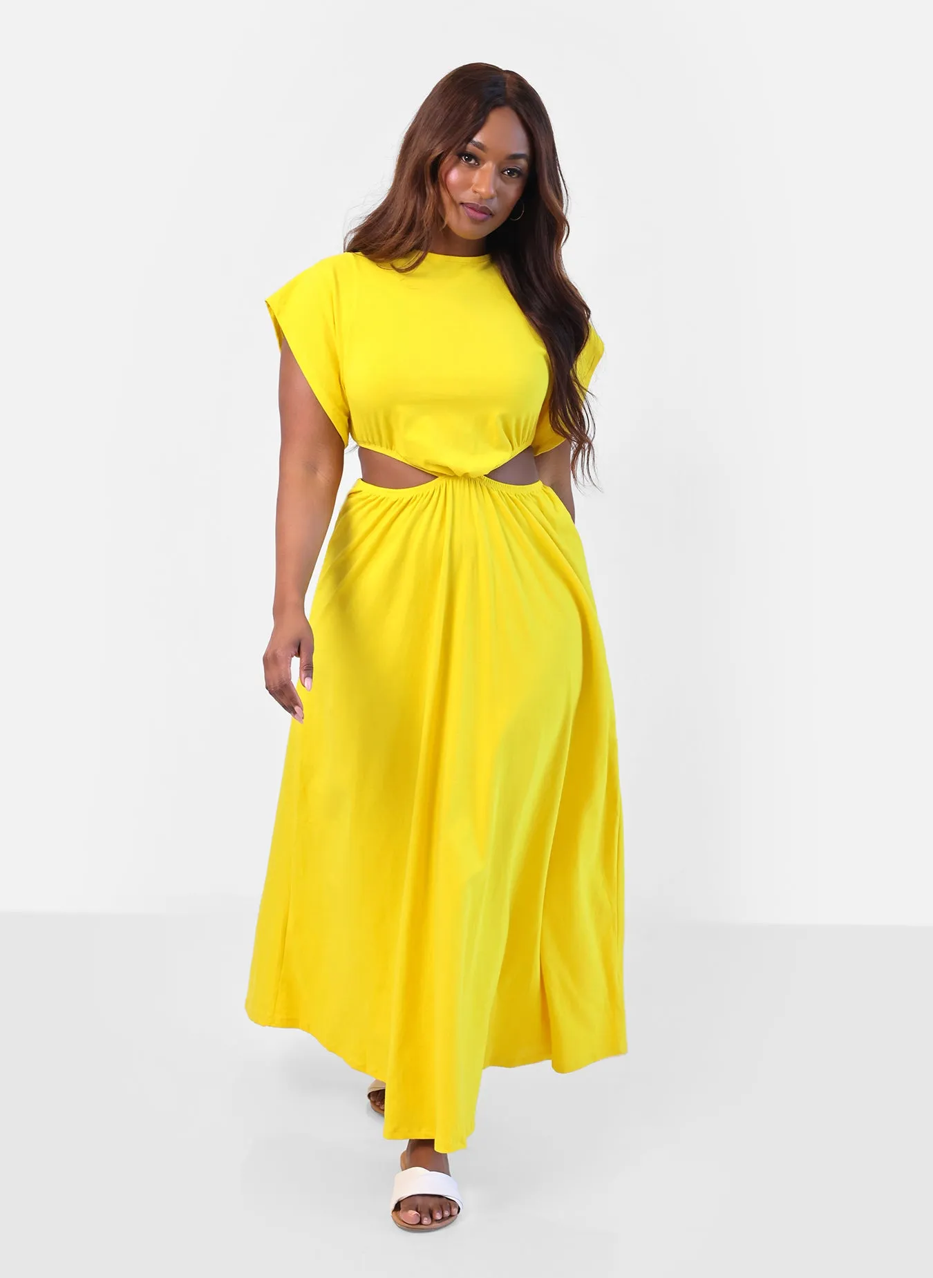 Desires Cut Out Maxi A Line Dress - Yellow sold by Rebdolls product image thumbnail 2