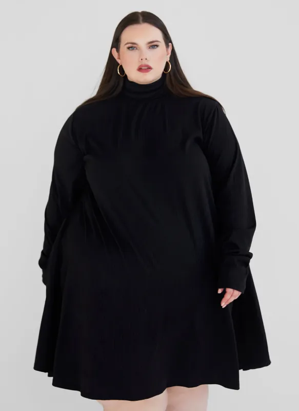 Essential Ribbed Turtleneck Mini Skater Dress sold by Rebdolls