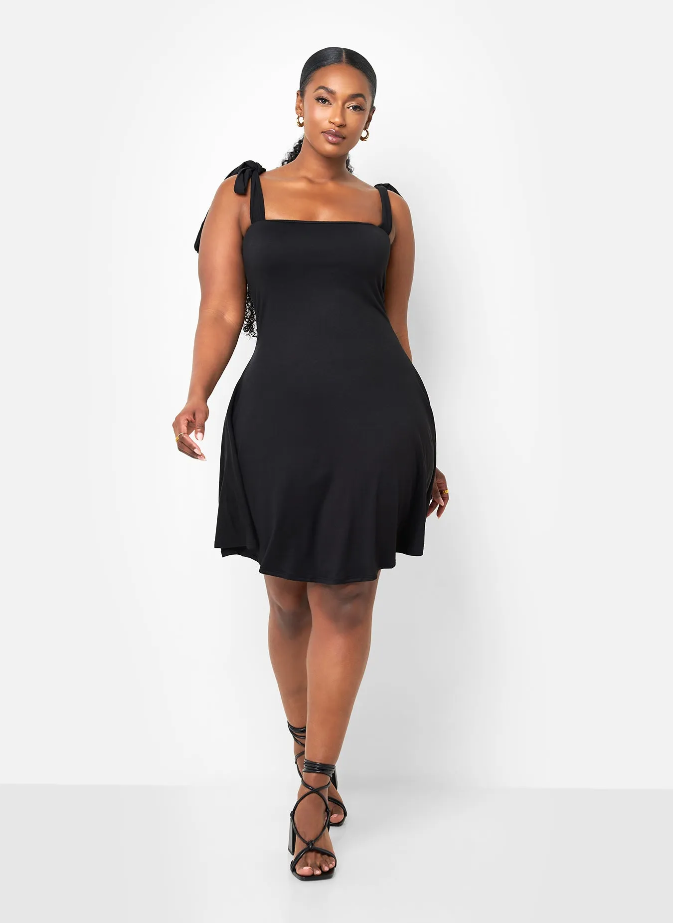 Felicity Tie Strap Mini Skater Dress - Black sold by Rebdolls product image thumbnail 3