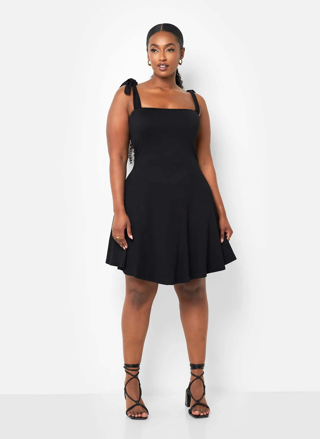 Felicity Tie Strap Mini Skater Dress - Black sold by Rebdolls product image thumbnail 2