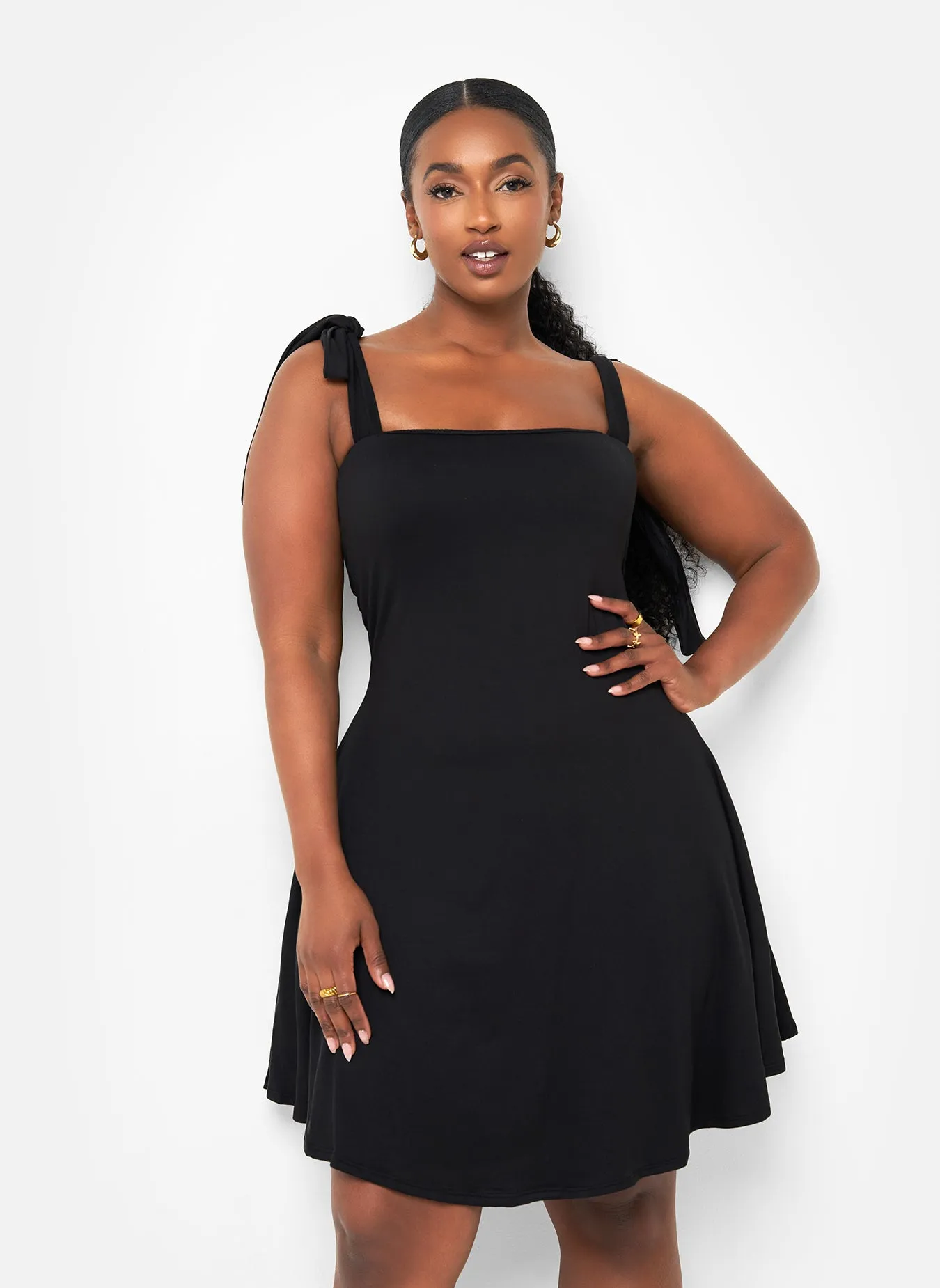 Felicity Tie Strap Mini Skater Dress - Black sold by Rebdolls product image thumbnail 4