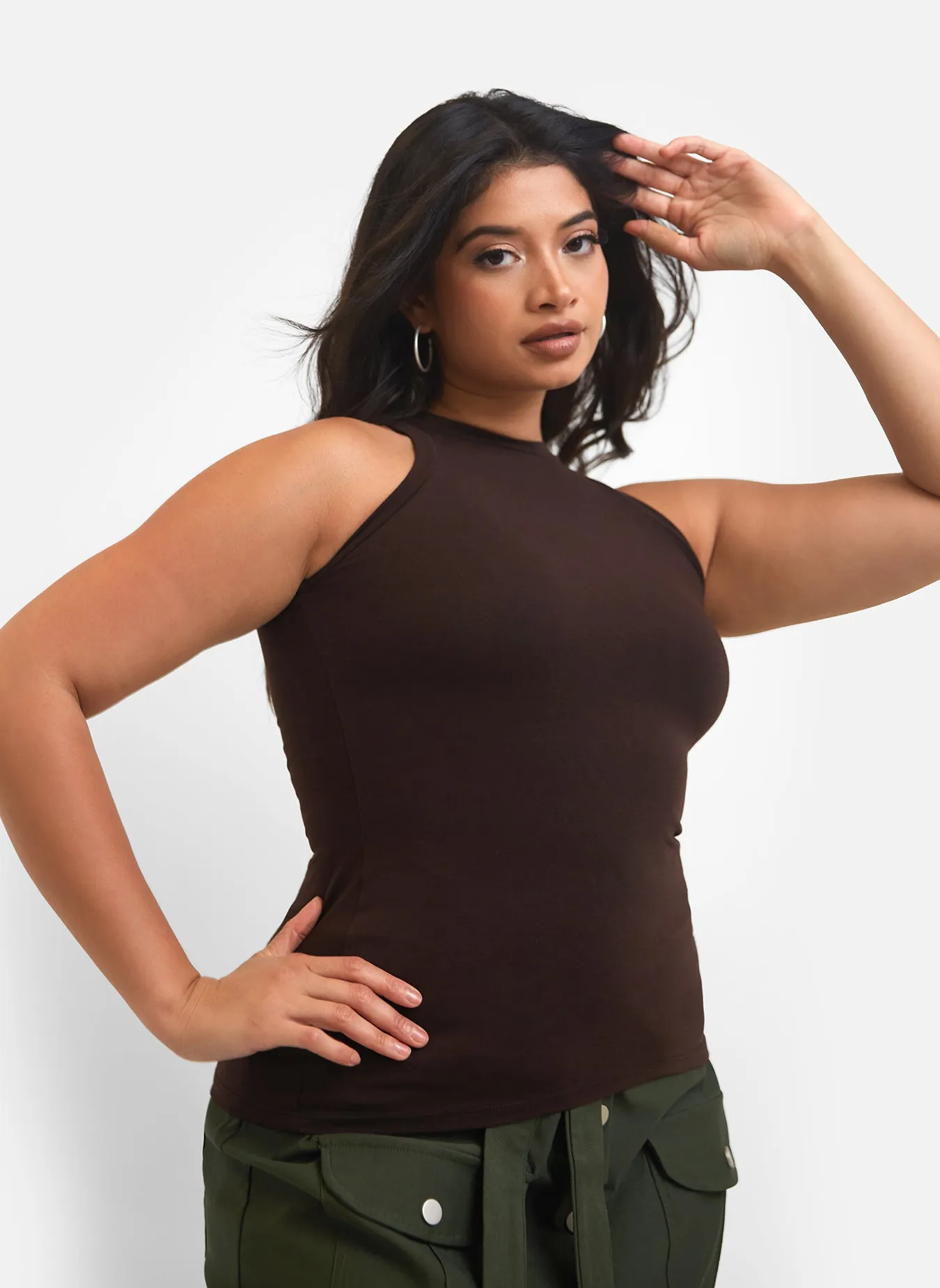 Essential High Neck Tank Top - Brown sold by Rebdolls product image thumbnail 3