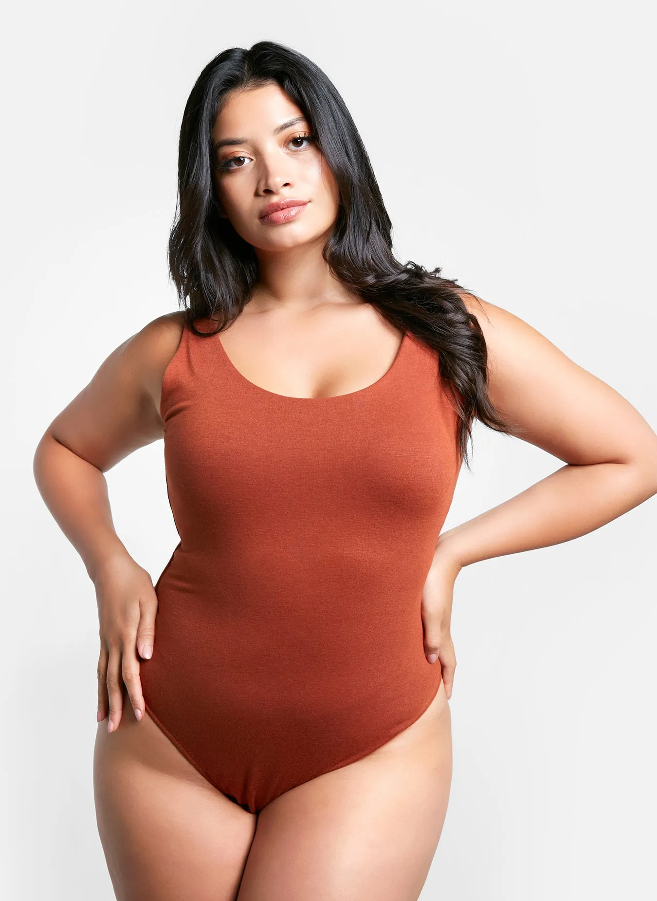 Essential Scoop Neck Tank Bodysuit - Mocha sold by Rebdolls product image thumbnail 2